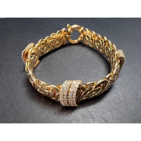Moda Al Massimo White Cubic Zirconia Gold Over Bronze Designer Bracelet - Picture 2 of 16